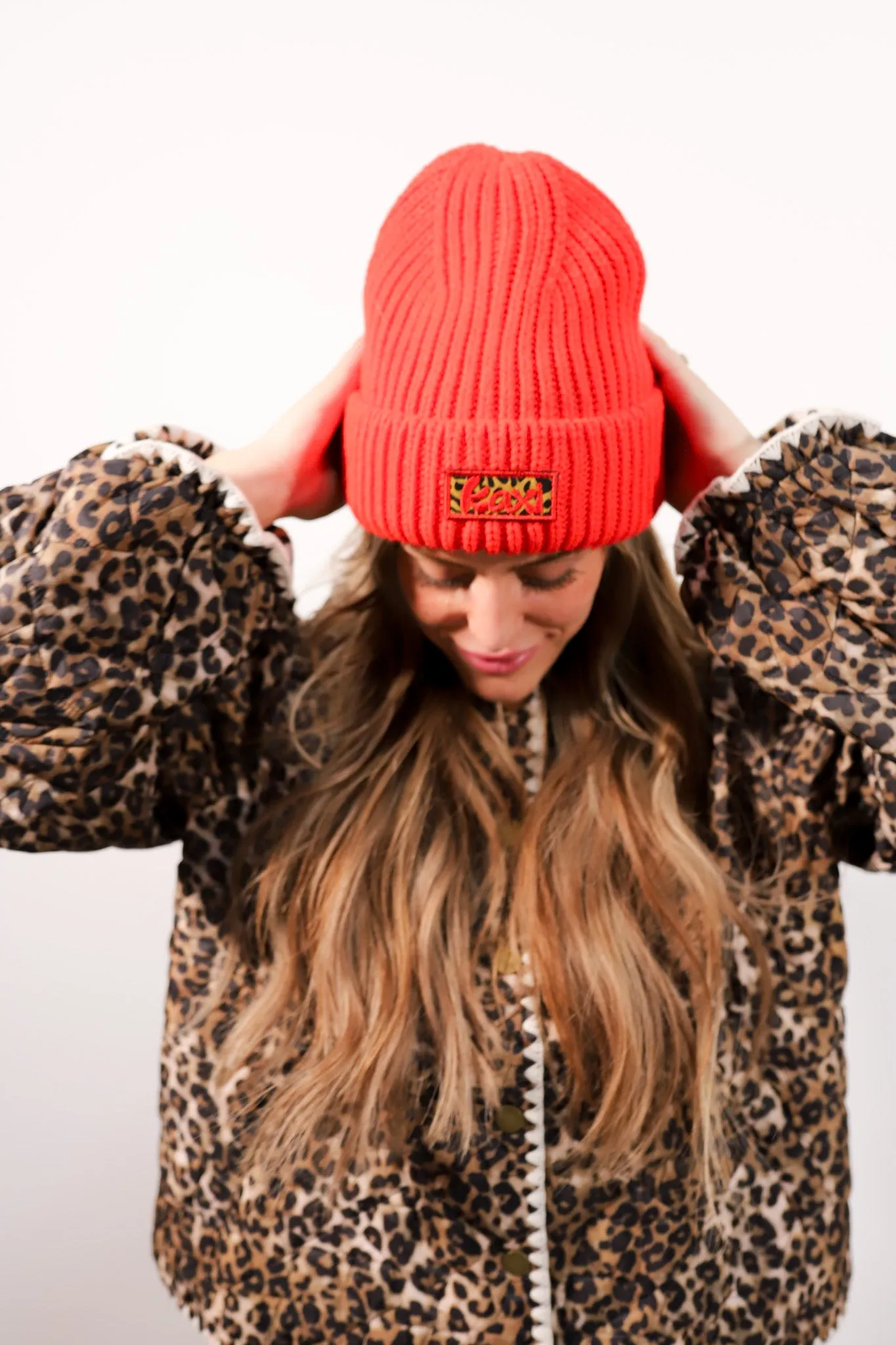 RED CHEETAH BEANIE