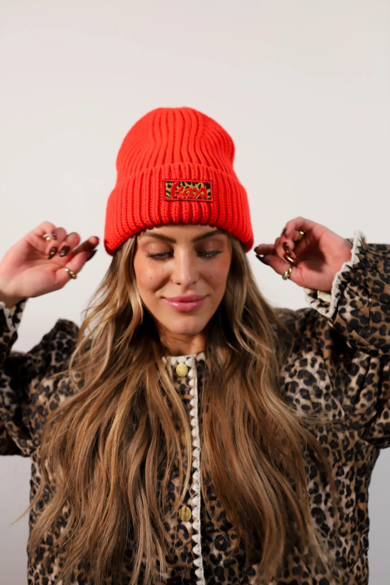 RED CHEETAH BEANIE