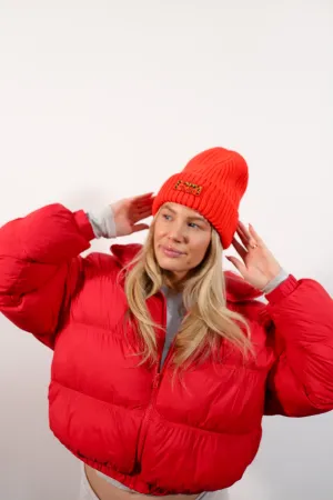 RED CHEETAH BEANIE