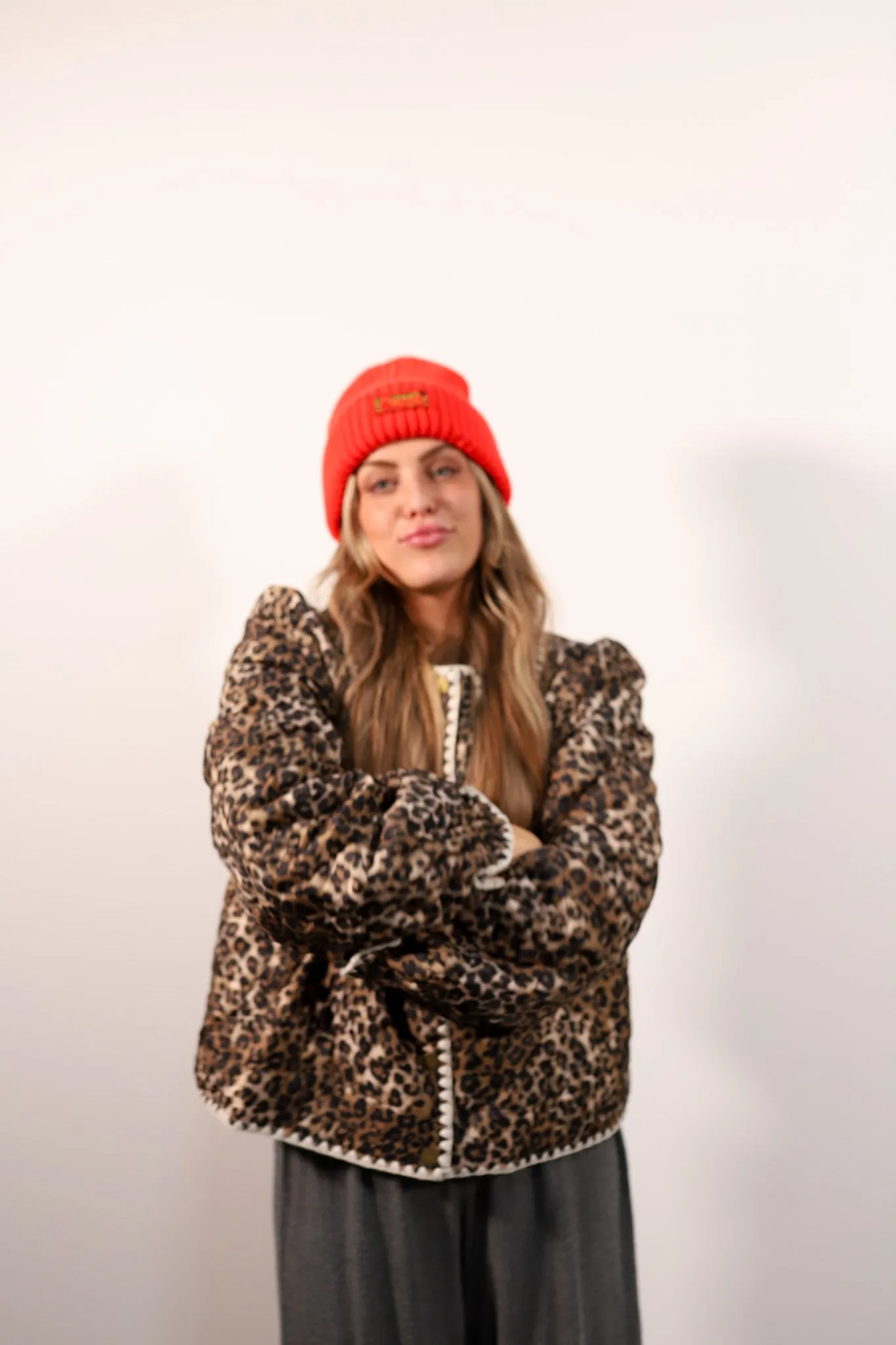 RED CHEETAH BEANIE