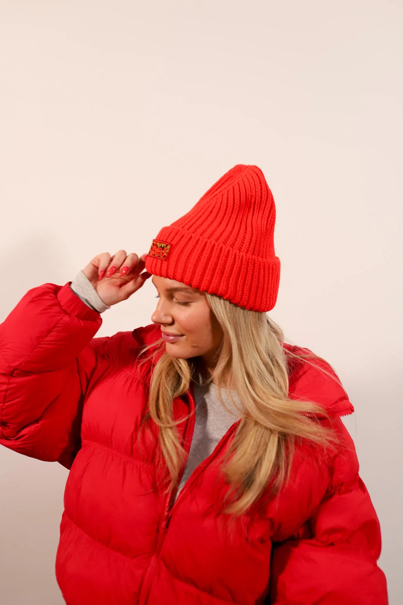 RED CHEETAH BEANIE