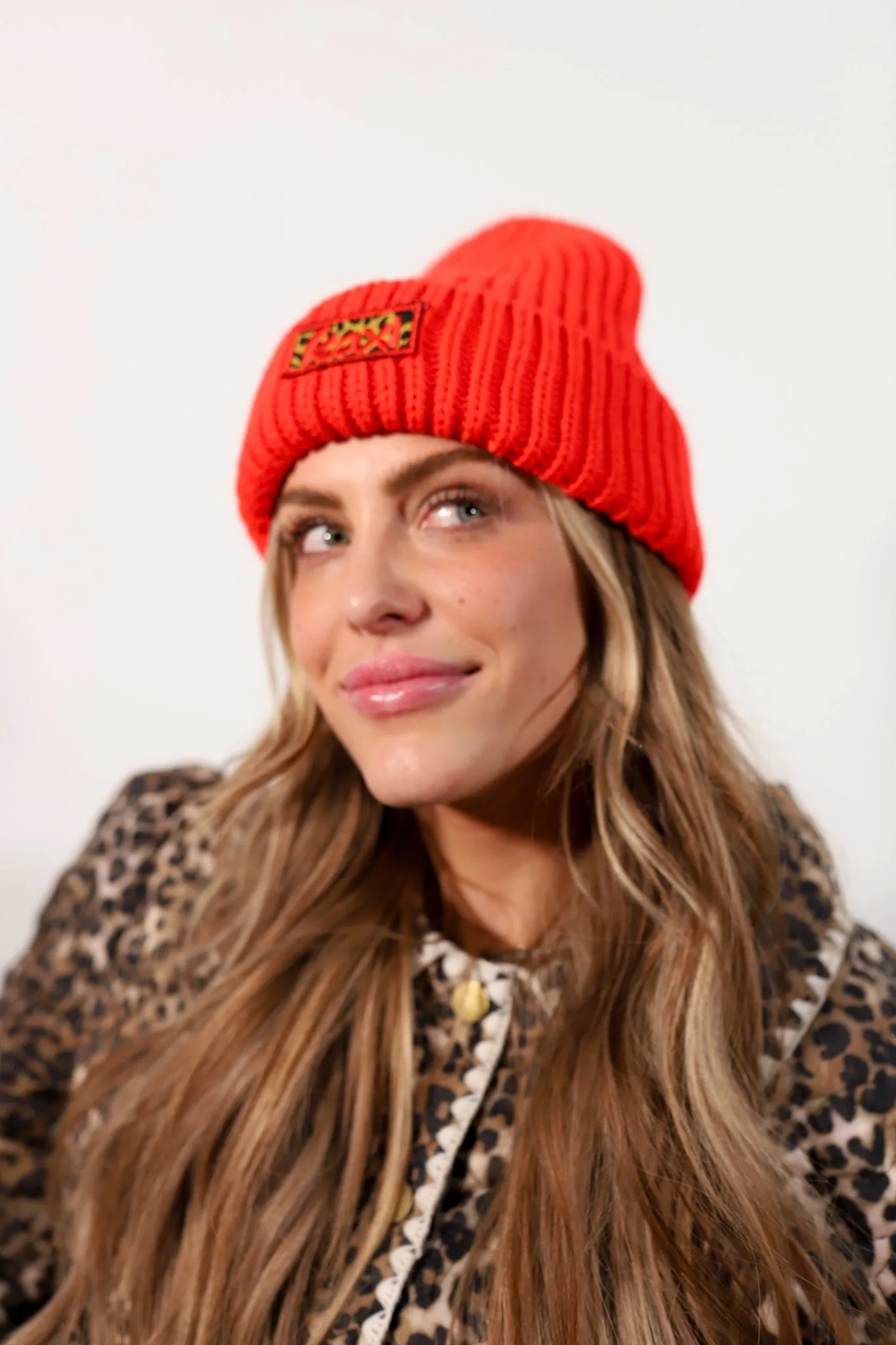 RED CHEETAH BEANIE