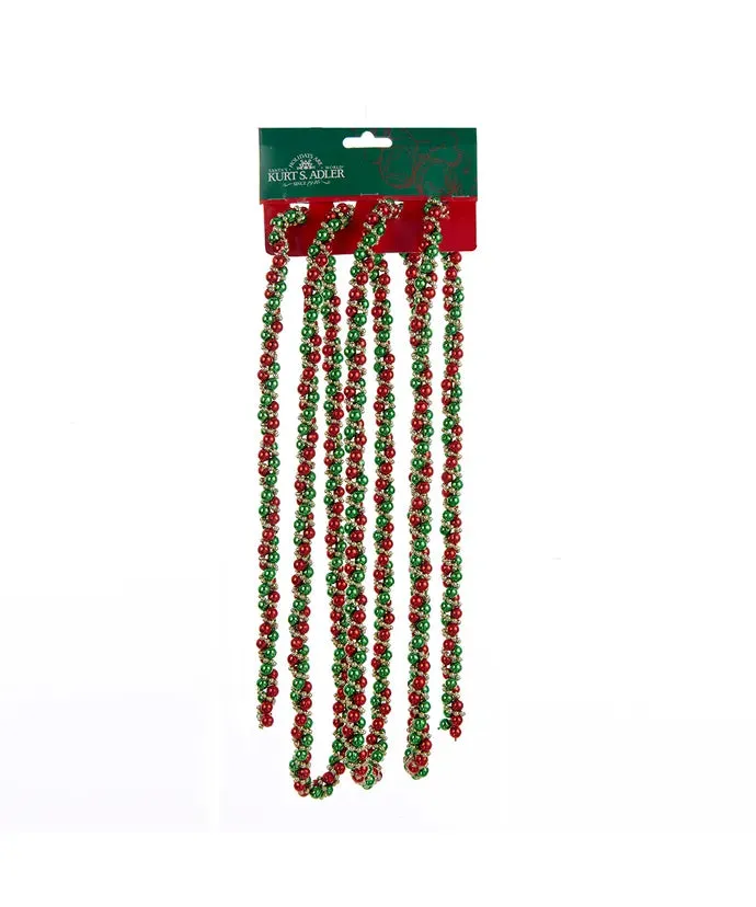 Red, Gold and Green Bead Twisted Garland