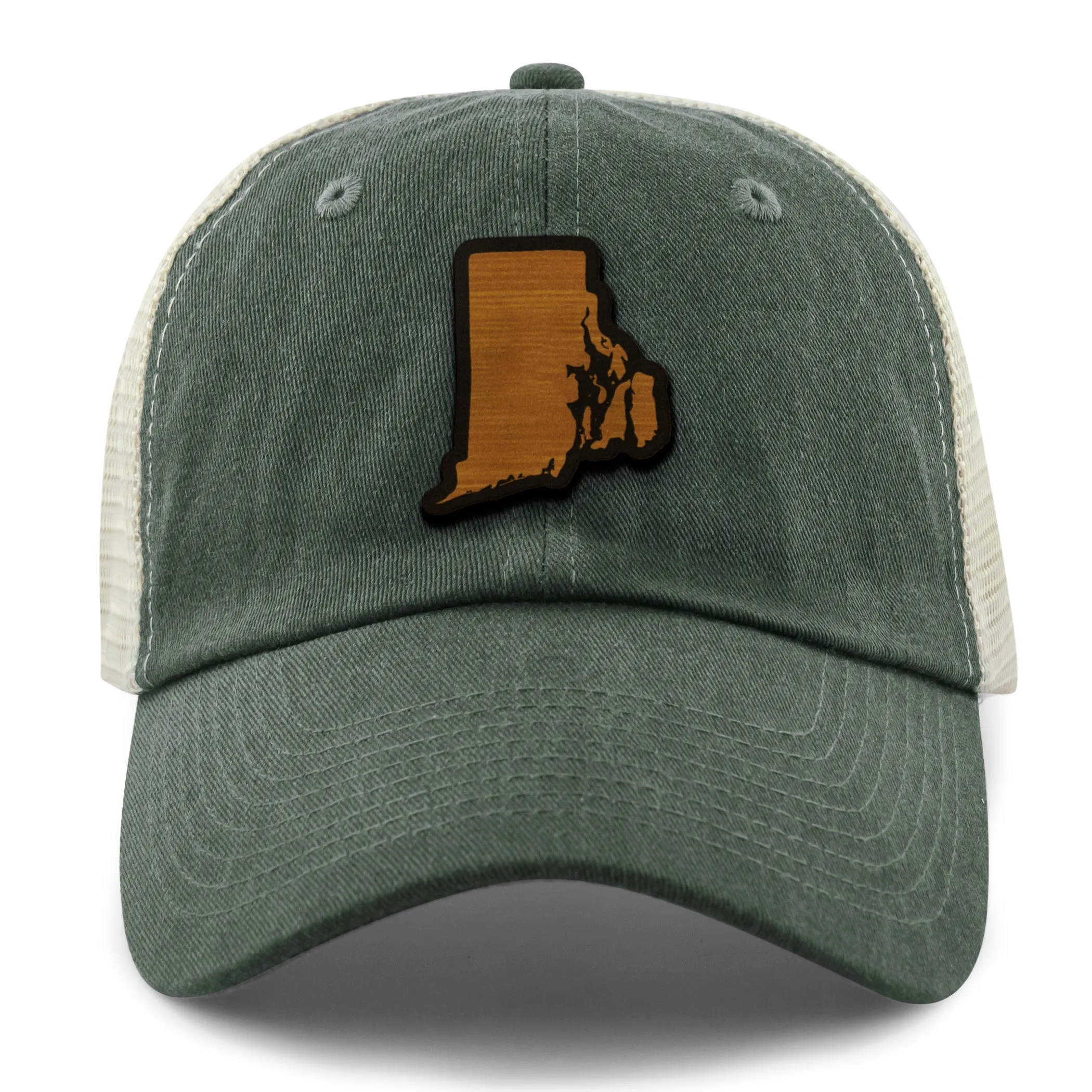 Rhode Island State Wood Grain Patch Relaxed Trucker