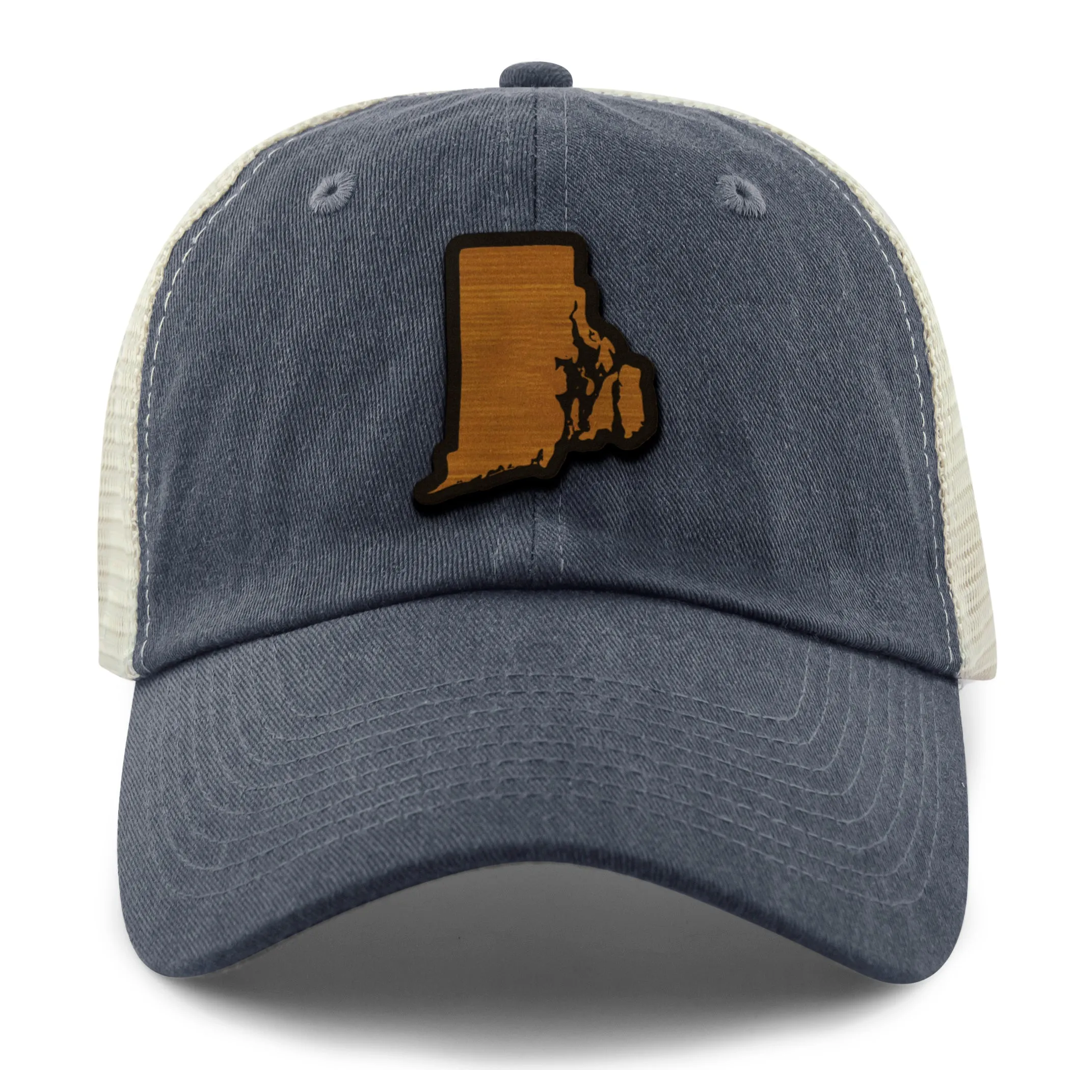 Rhode Island State Wood Grain Patch Relaxed Trucker
