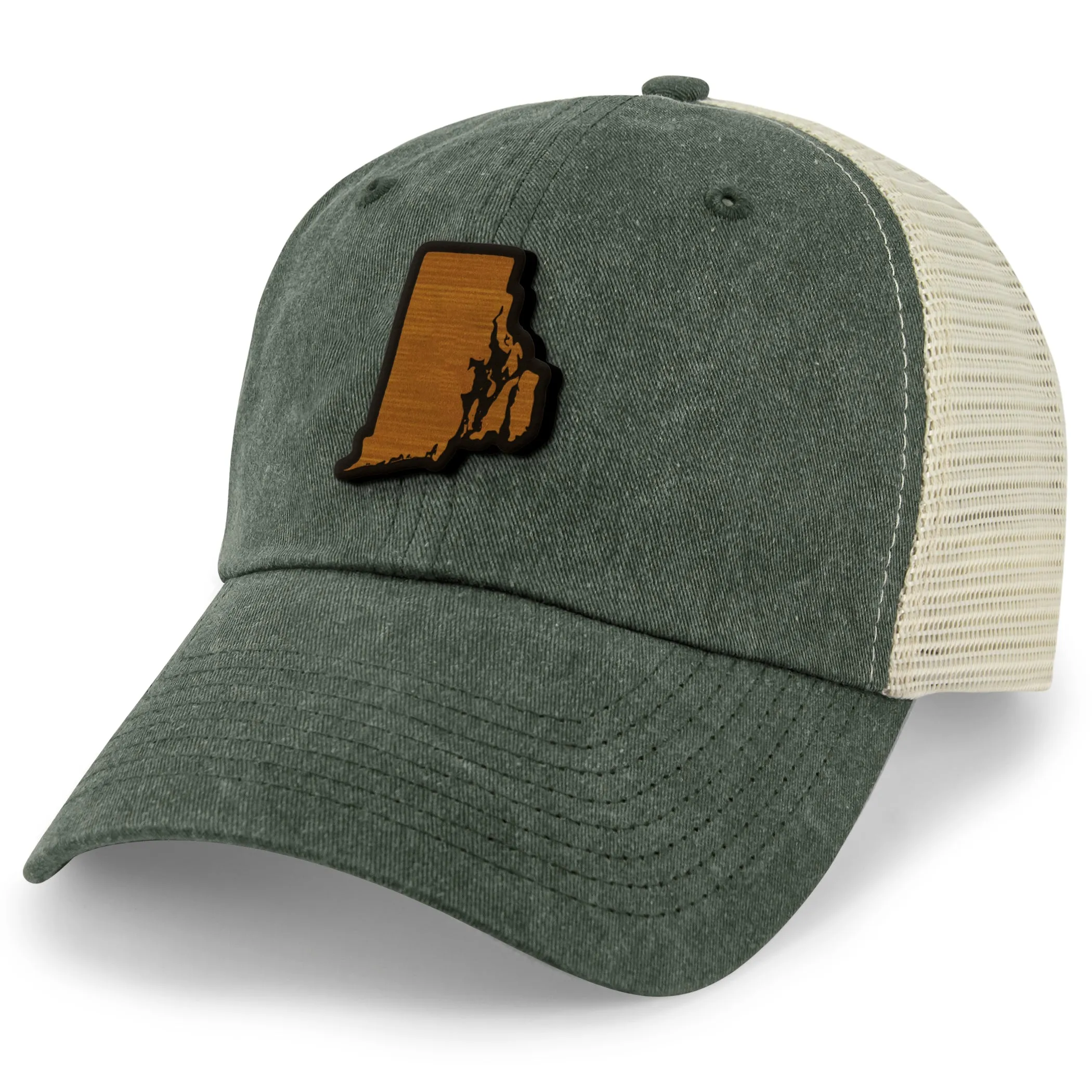 Rhode Island State Wood Grain Patch Relaxed Trucker