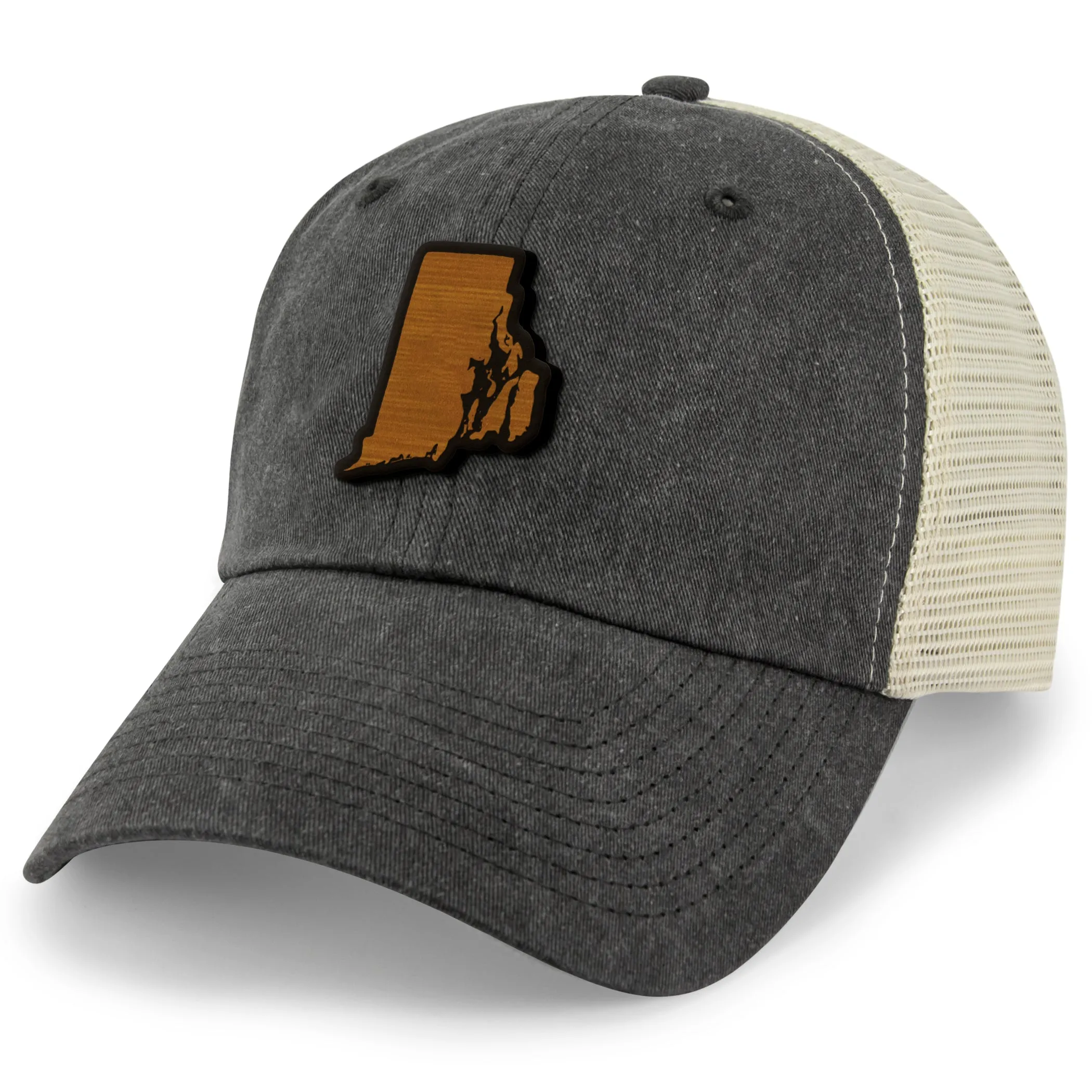 Rhode Island State Wood Grain Patch Relaxed Trucker