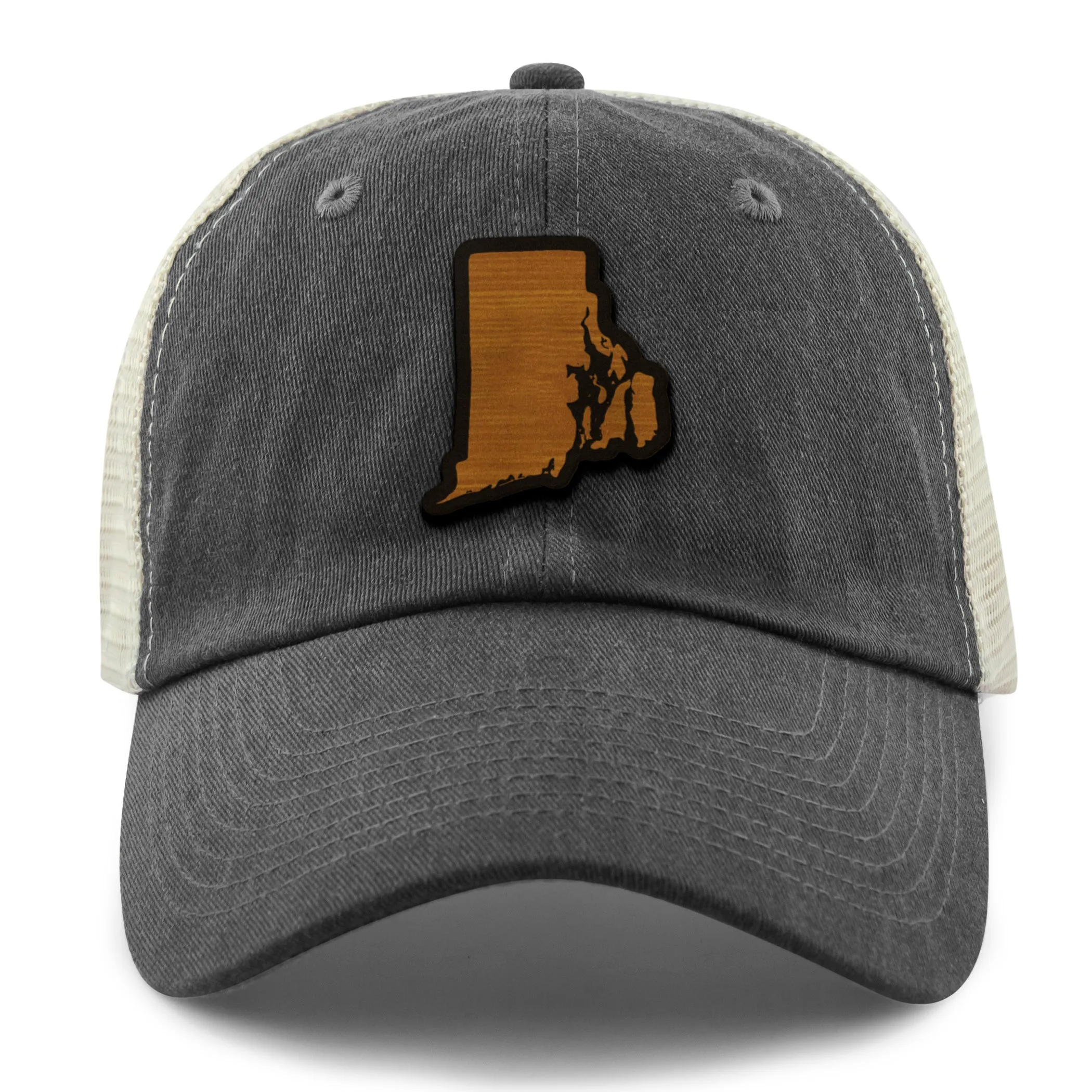 Rhode Island State Wood Grain Patch Relaxed Trucker