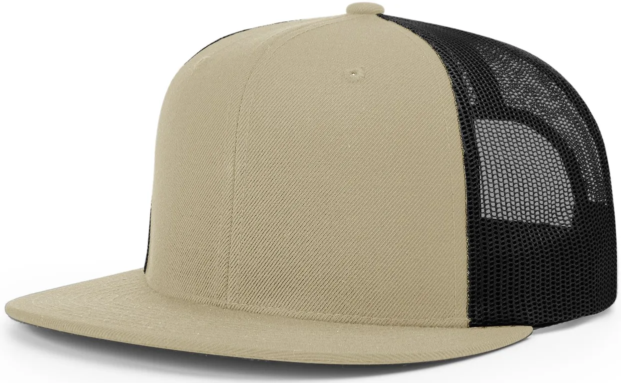 Richardson Wool Blend High Crown Mesh Back Pale Khaki Black