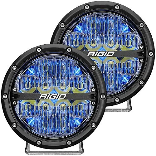 Rigid Industries 36207 360-Series LED Off-Road Light; 6 in; Drive Beam; for Moderate Speed 20-50 MPH Plus; Blue Backlight; Pair;