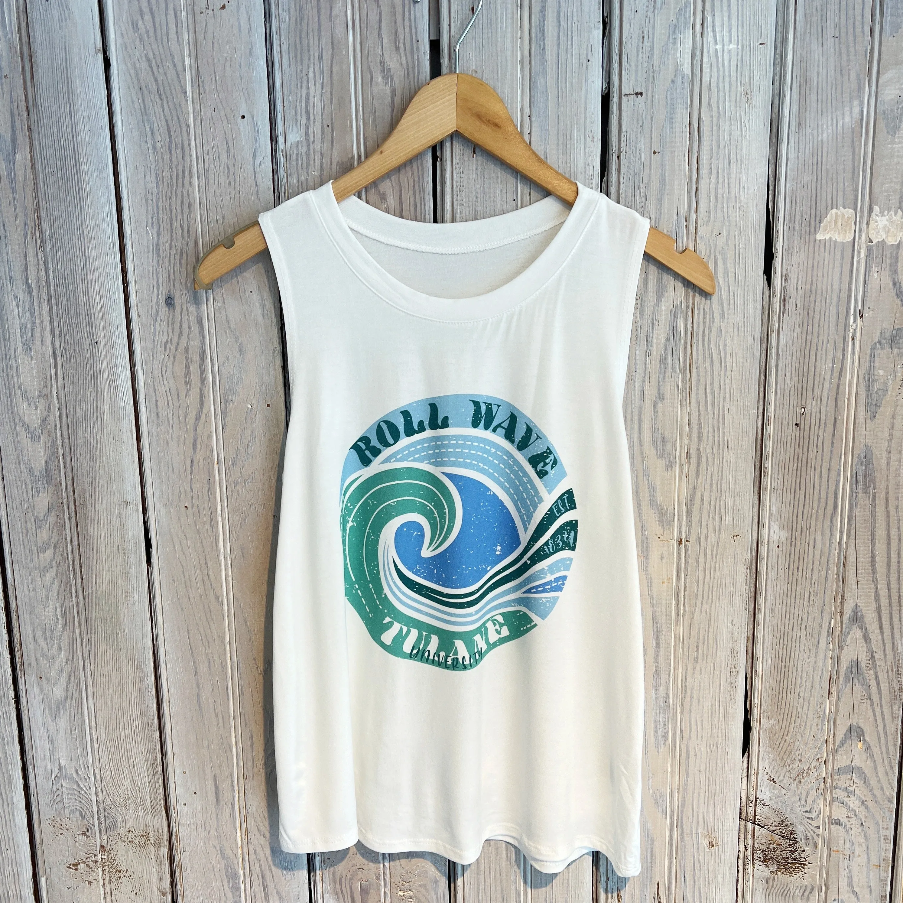 Roll Wave Circle Tank-white