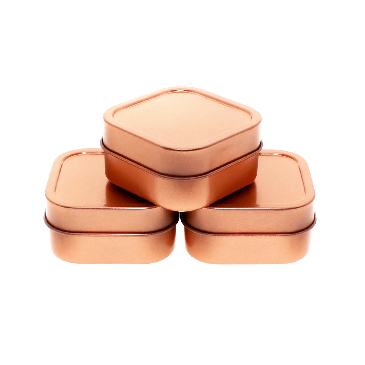 Rose Gold Seamless Square Cube Slip Top Lid Tin Containers