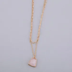 Rose quartz layered necklace