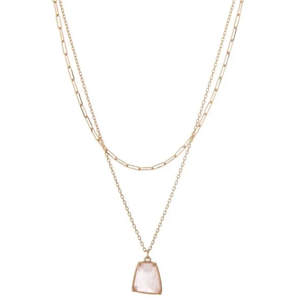 Rose quartz layered necklace