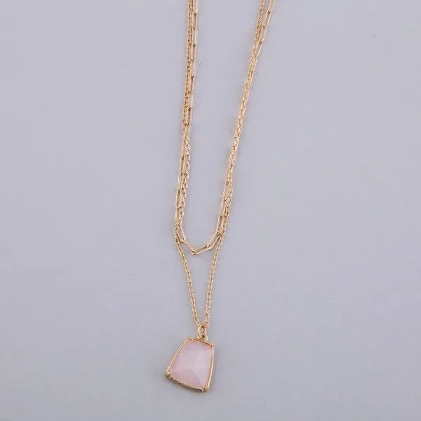 Rose quartz layered necklace