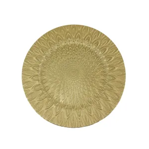 Round Textured Peacock Plastic Charger Plates, 13-Inch, 1-Count