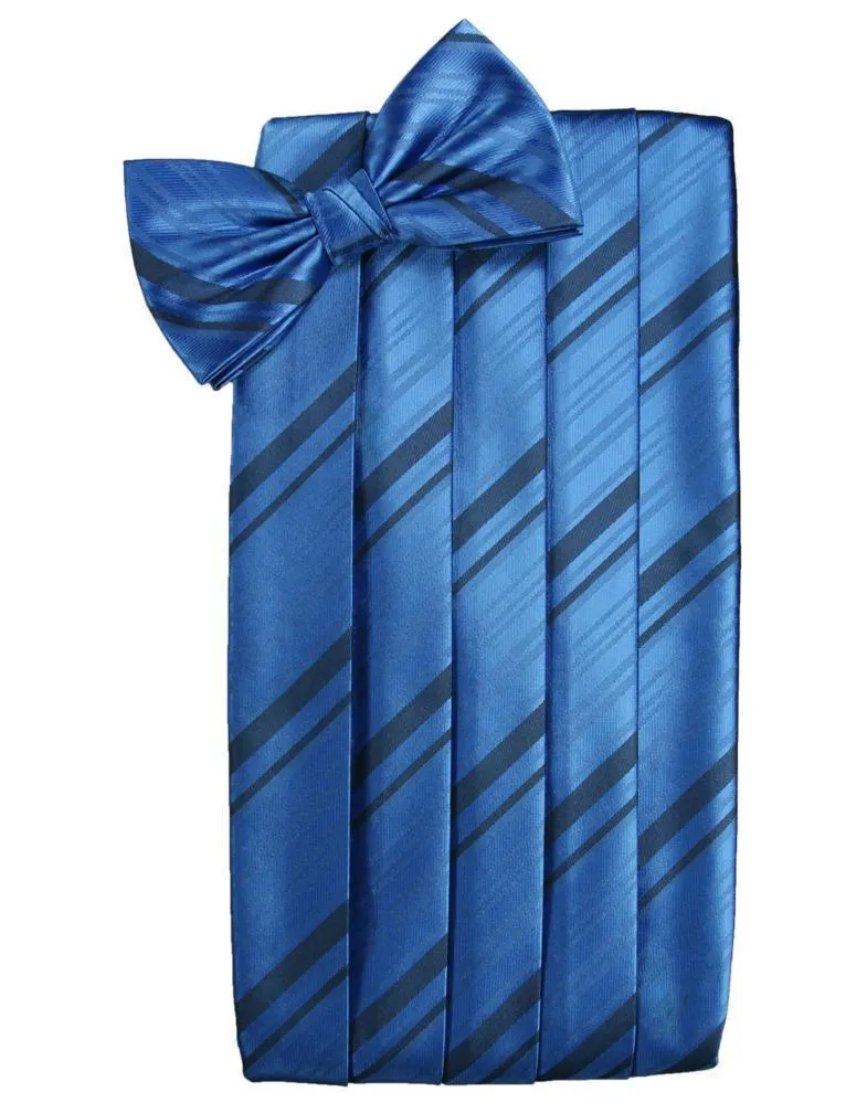 Royal Blue Striped Satin Cummerbund
