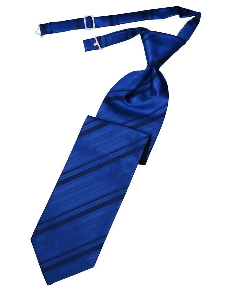 Royal Blue Striped Satin Necktie