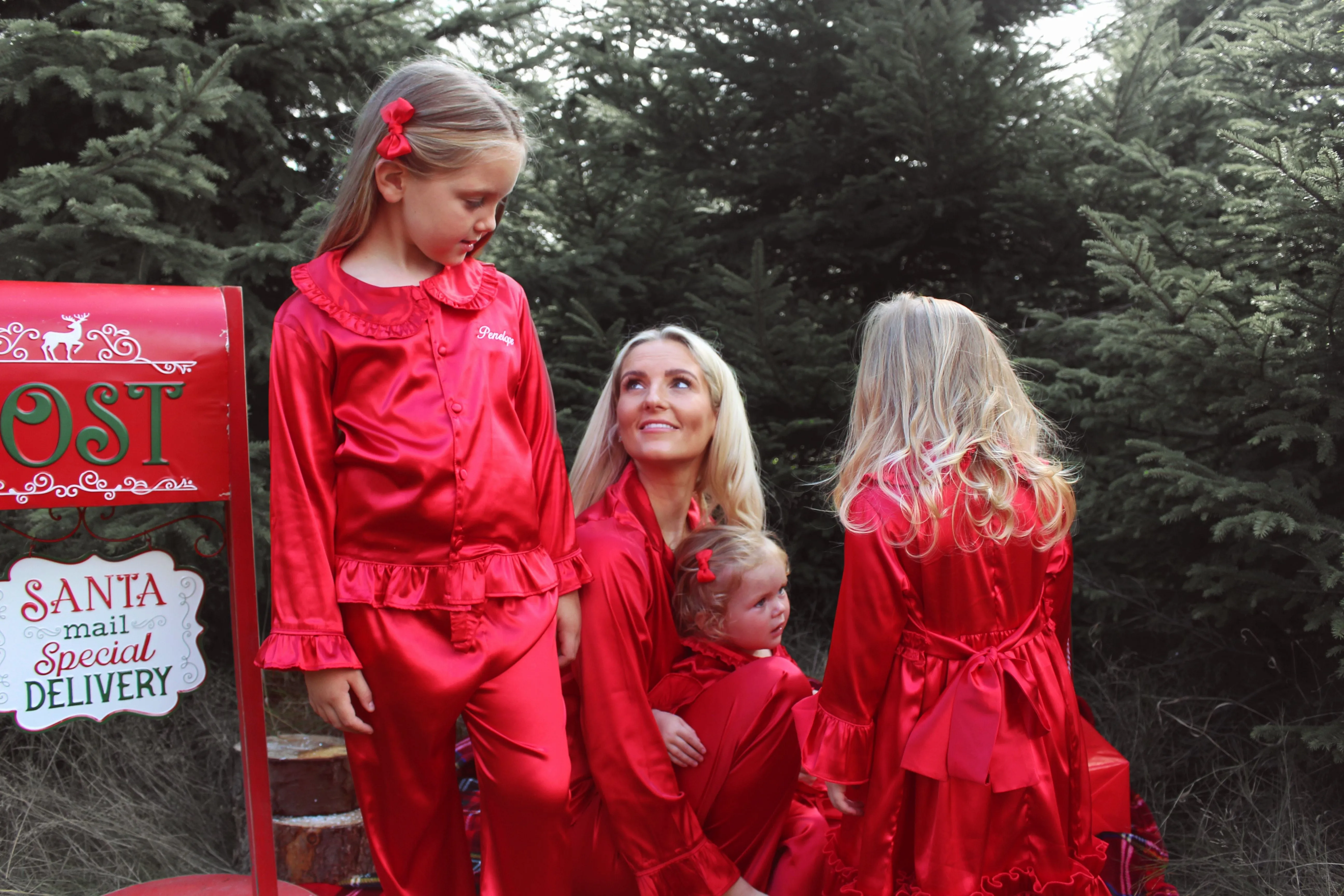 RUBY RED satin frilled pyjamas  - GIRL