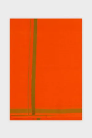 Rudhran BB -  Orange Single Layered Dhoti With Assorted Border Colors For Men | Uathayam