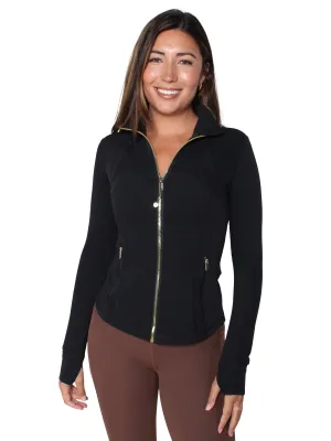 Run Free Gold Zipper Jacket - Black