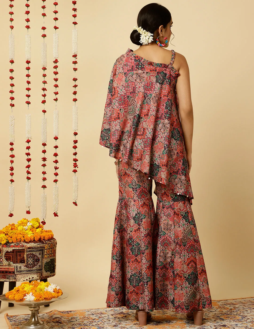 Rust Aari Embrodiered Modernize Digital Print Co-ord Set