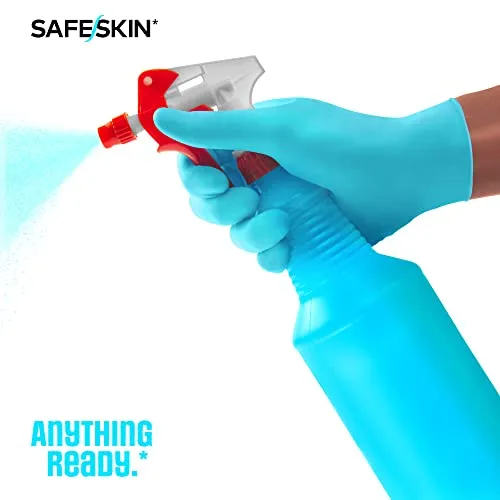 SAFESKIN Nitrile Disposable Gloves in Pack of 50, Medium Duty, Medium Size, Powder Free - Food Handling, First Aid, Cleaning