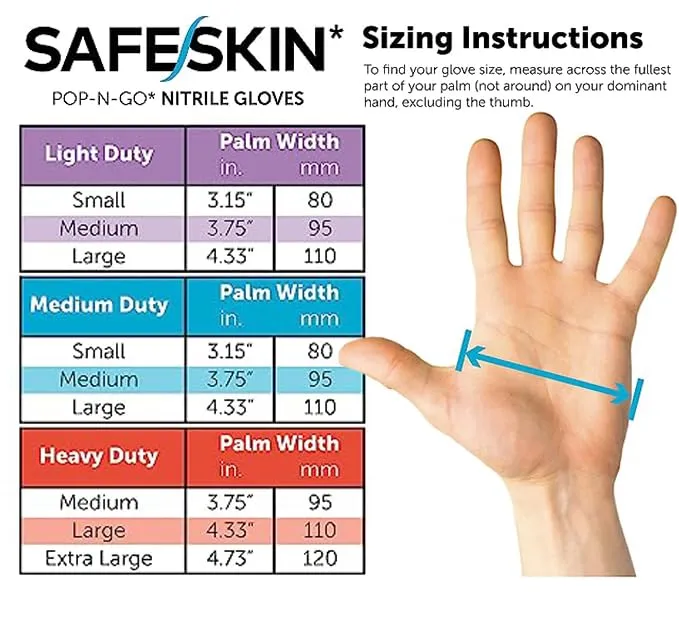 SAFESKIN Nitrile Disposable Gloves in Pack of 50, Medium Duty, Medium Size, Powder Free - Food Handling, First Aid, Cleaning