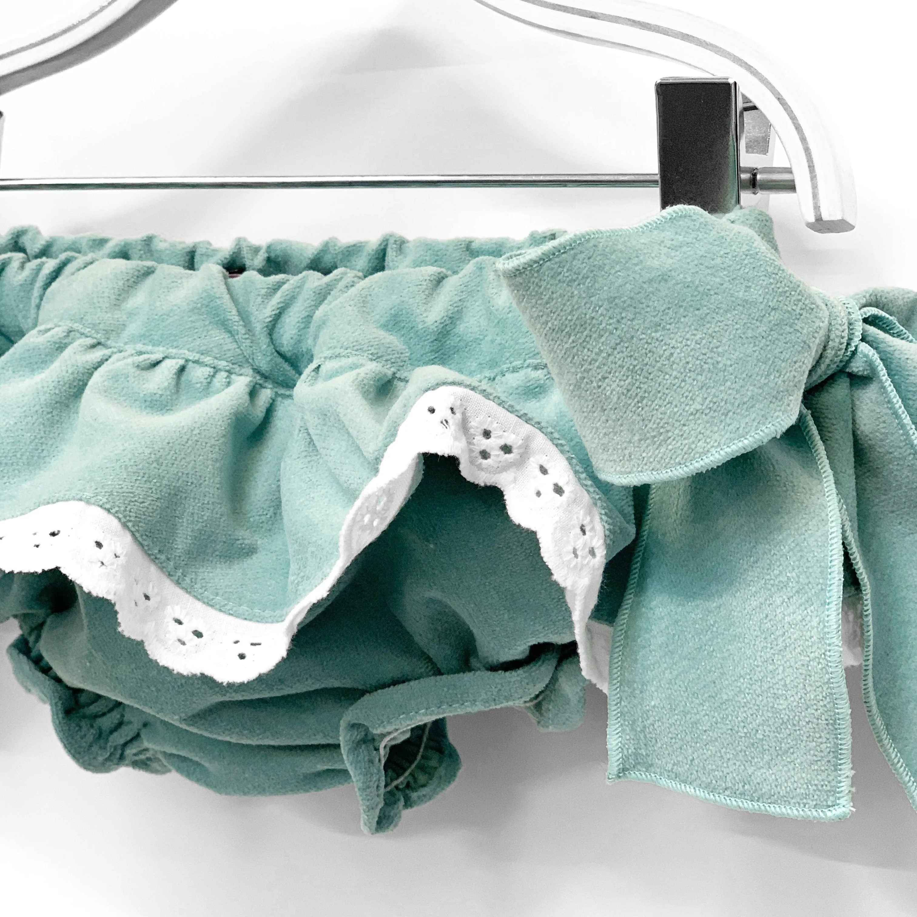 Sage Green Velvet Bow Bloomers