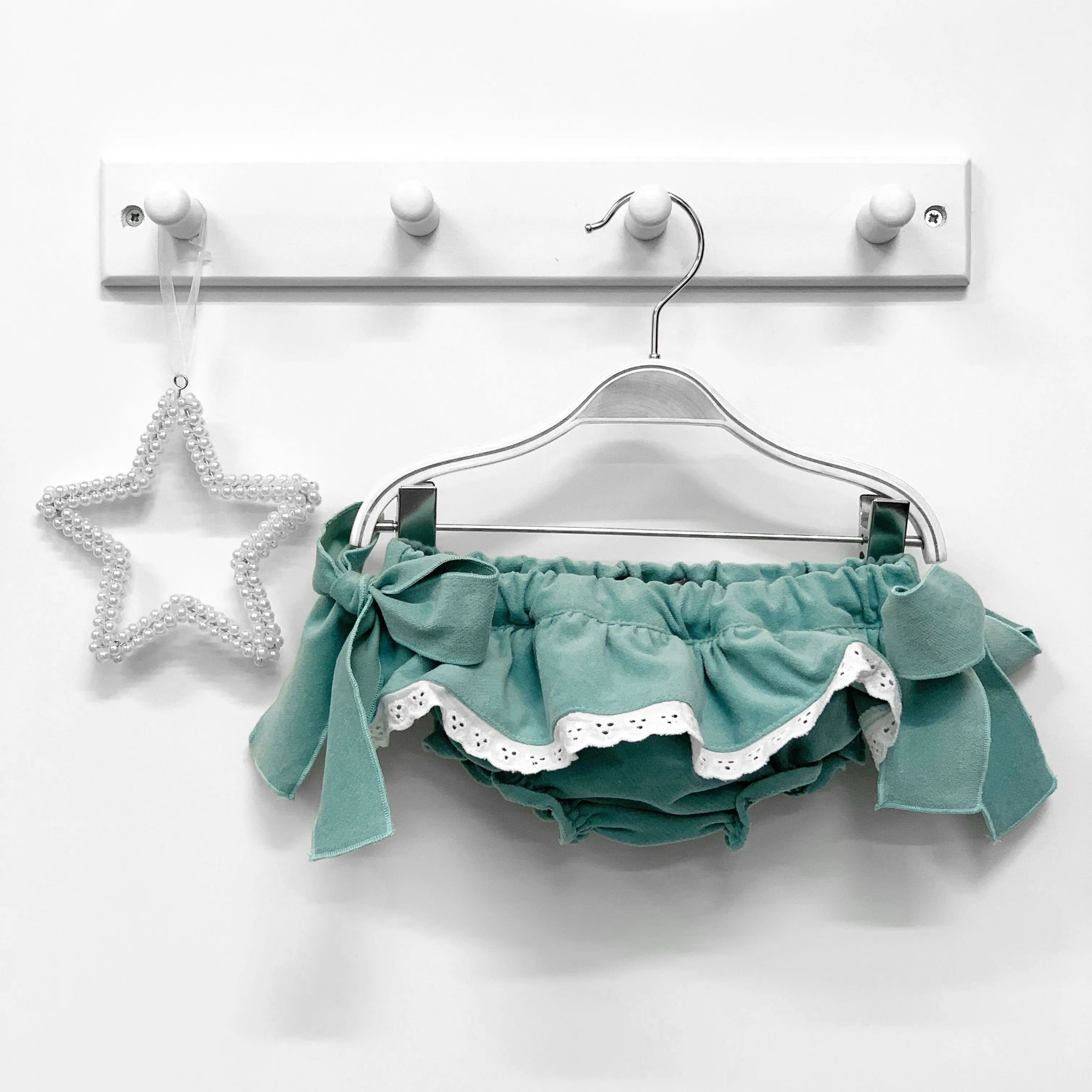 Sage Green Velvet Bow Bloomers