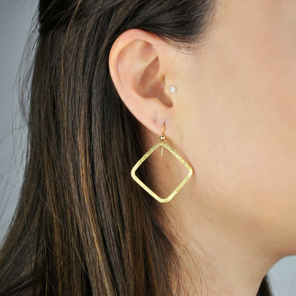 SALE - Open Square Brushed Earrings