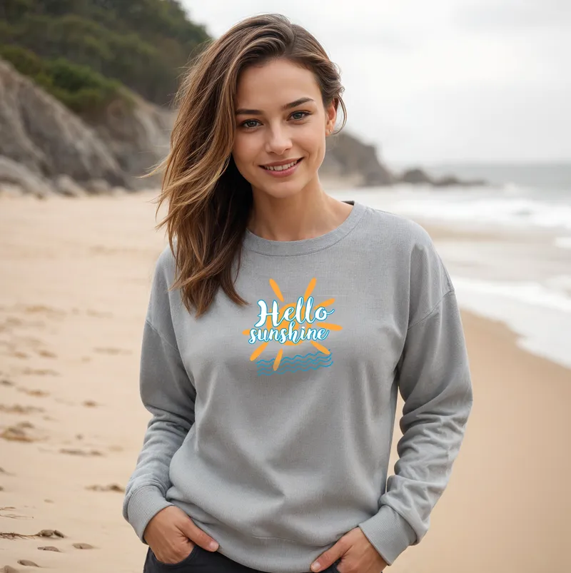SALE "Hello Sunshine" Relaxed Fit Classic Crew Unisex Sweatshirt