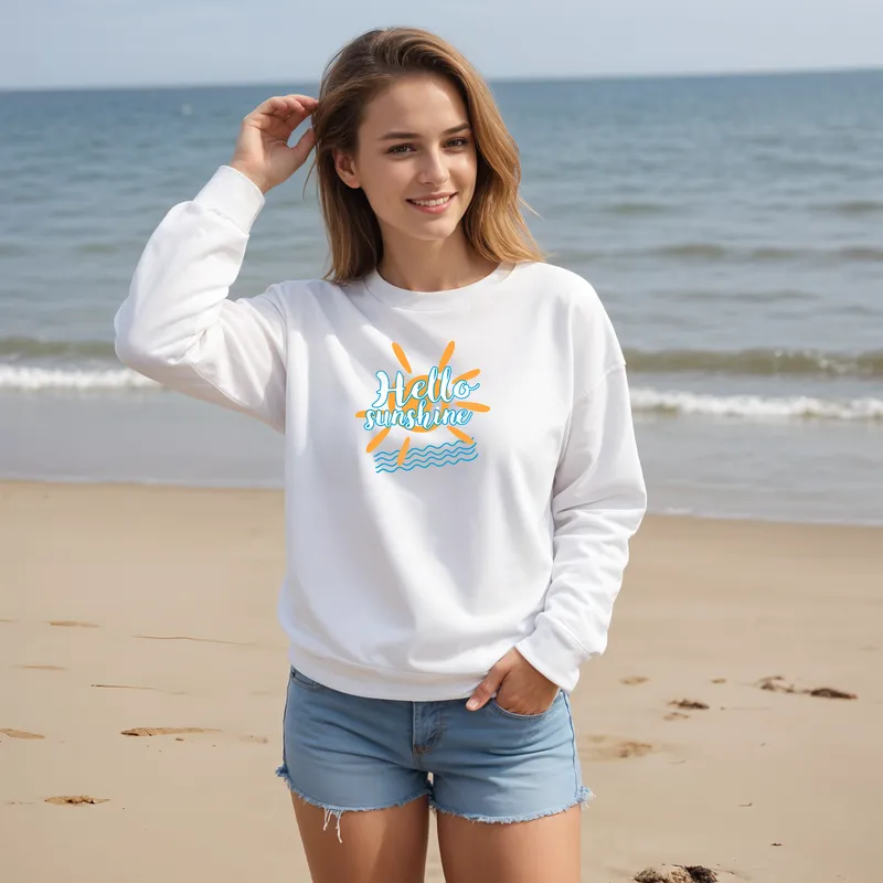 SALE "Hello Sunshine" Relaxed Fit Classic Crew Unisex Sweatshirt