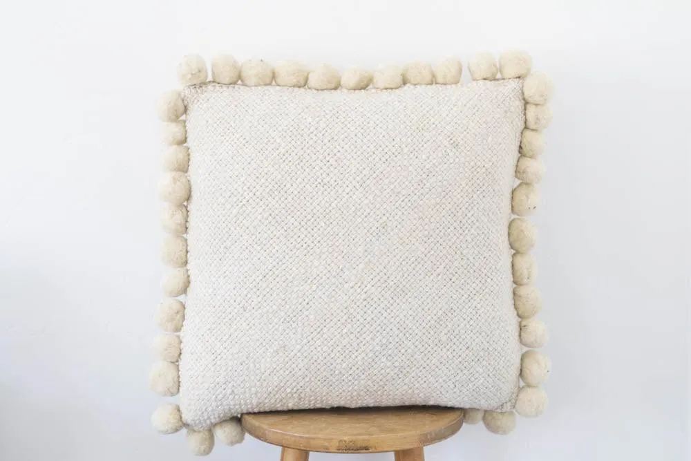 Salta Pom Pom 20" Pillow in Natural