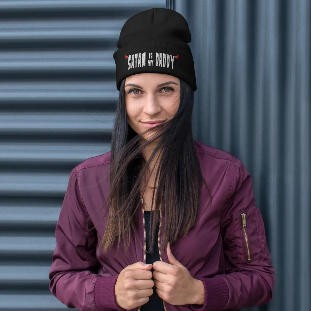 Satan is my Daddy Devil Horns Embroidered Beanie