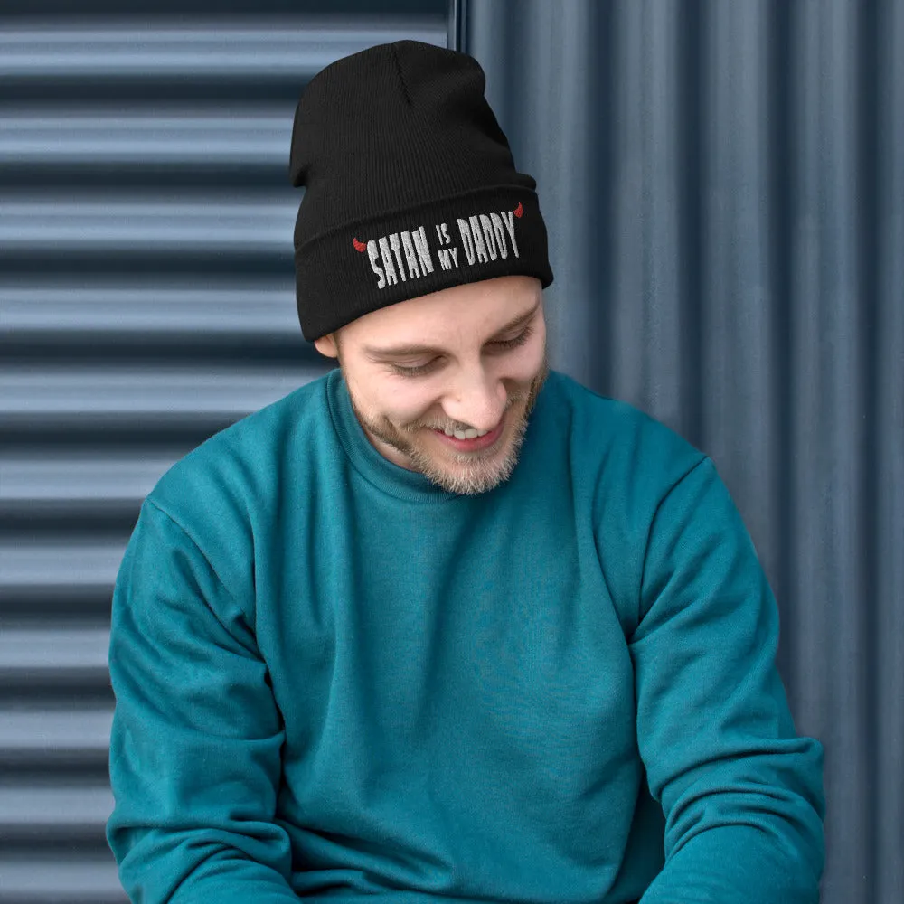 Satan is my Daddy Devil Horns Embroidered Beanie