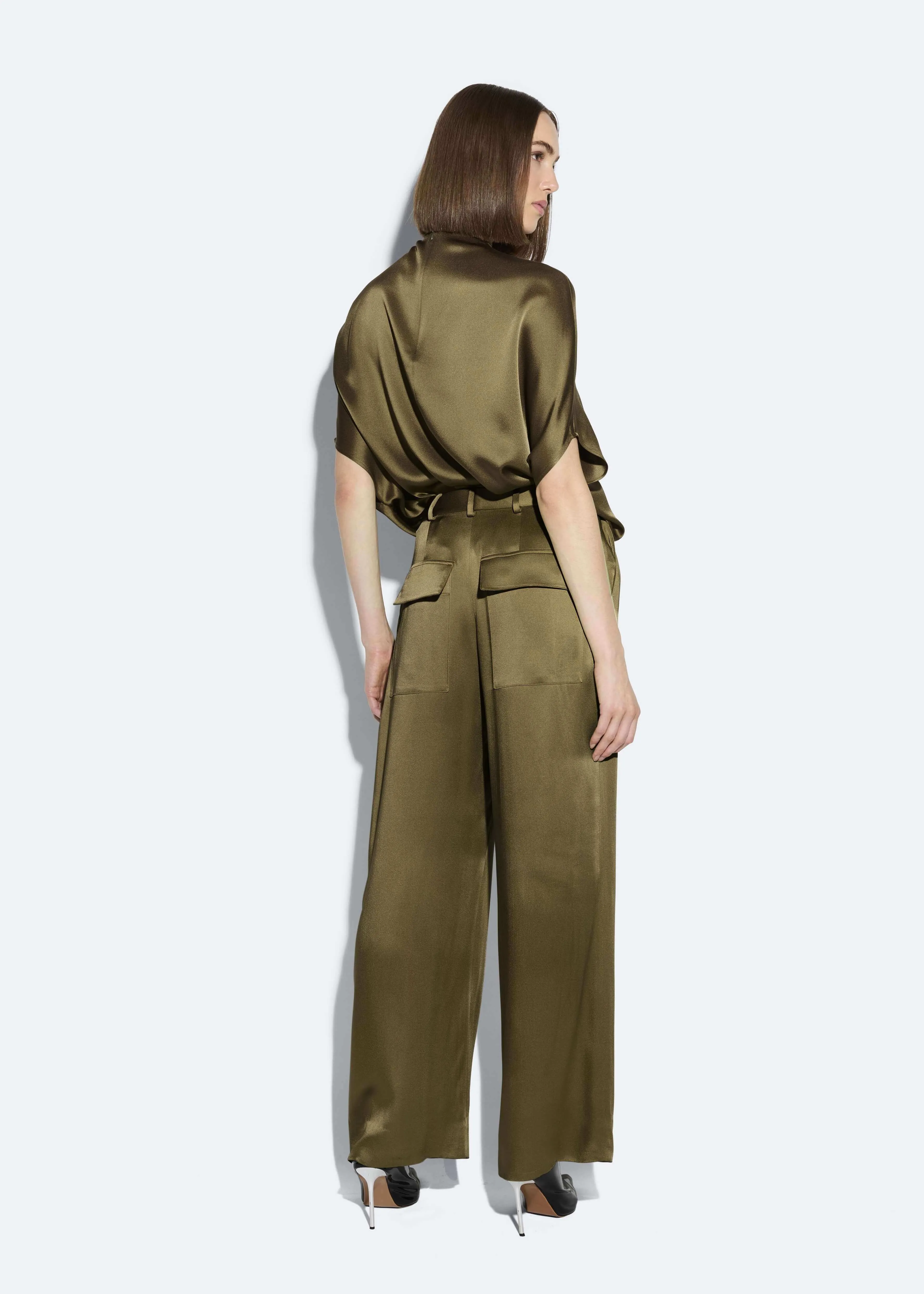 Satin Relaxed Pleated Pant