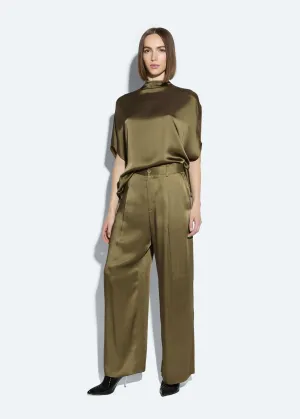 Satin Relaxed Pleated Pant