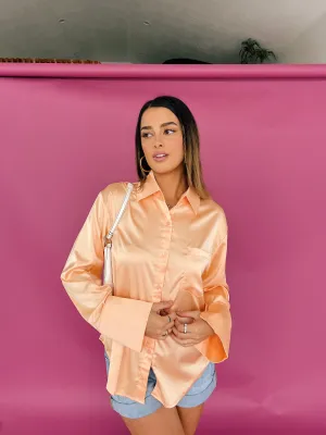 Satin Summer Top// Peach
