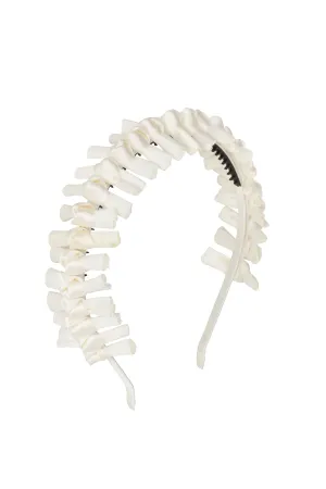 Satin Tied Headband - Dove Ivory