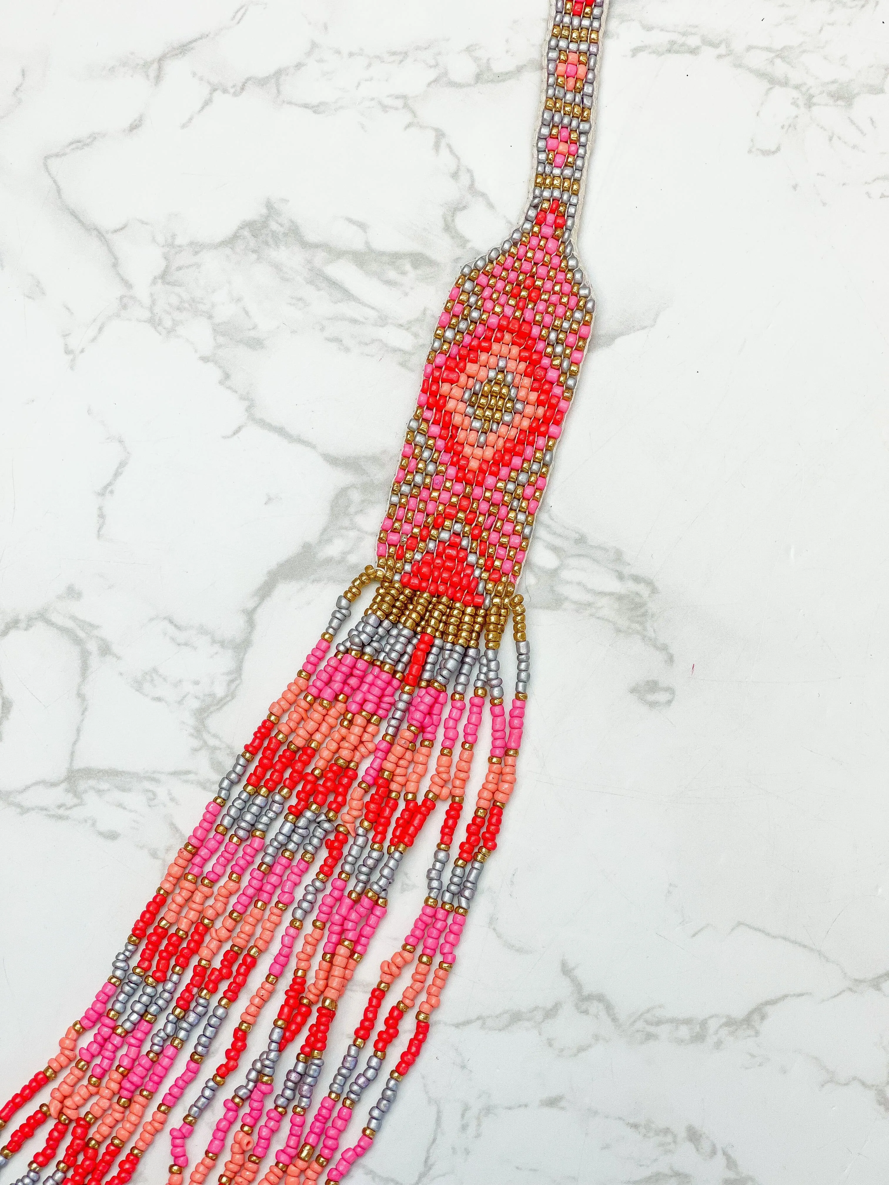 Serape Seed Bead Multistrand Necklace