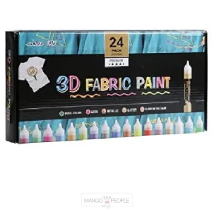 Set Of 24 Non-Toxic 3D Fabric Paint Colors