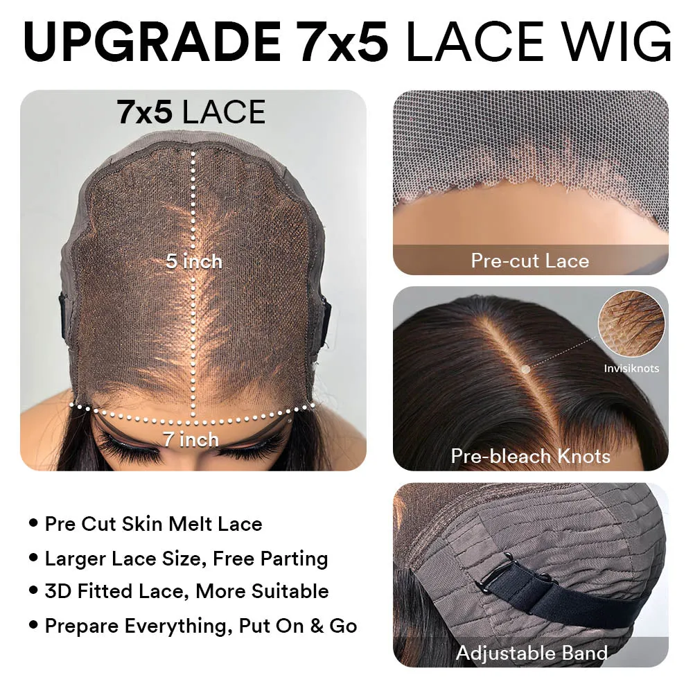 Short Layered Bob With Honey Blonde Highlights 5x5 Lace Closure Wig