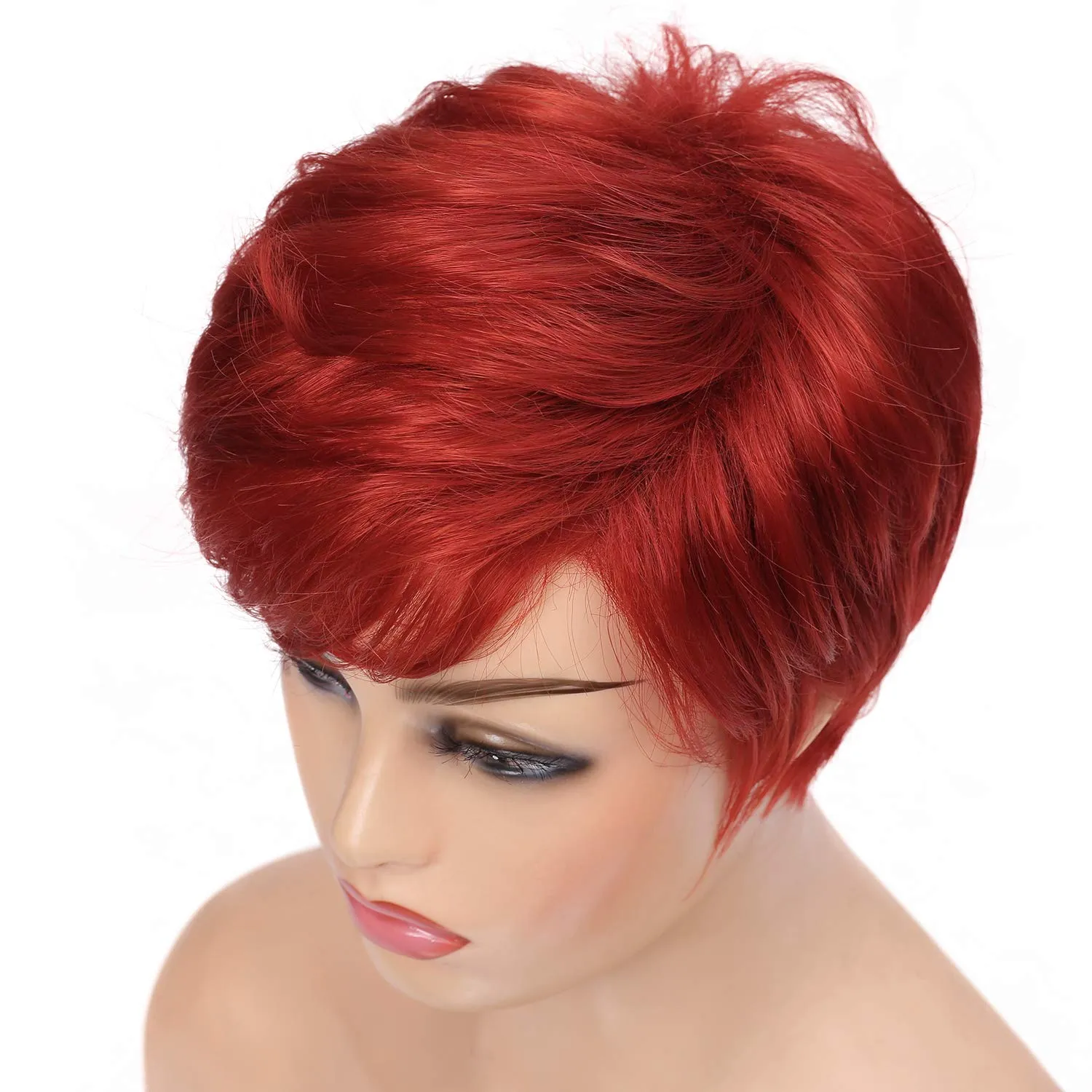 Short Pixie Cut Red Hair Wigs for Women