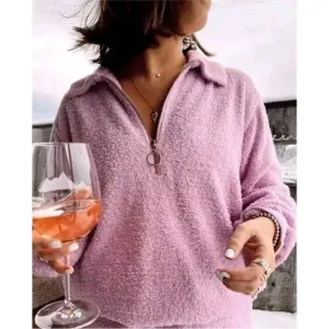 Show Me Your Mumu Sadie Cozy Pink Purple Furry Sweater XL