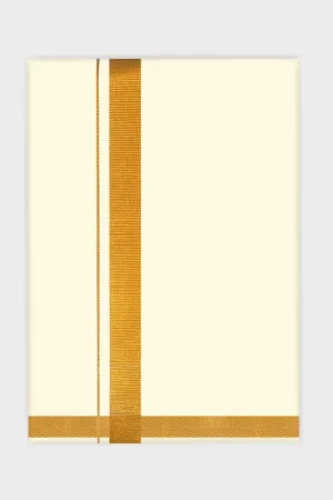 Shrishti - Cream Single Layered Dhoti with Gold Jari Border For Men | Uathayam