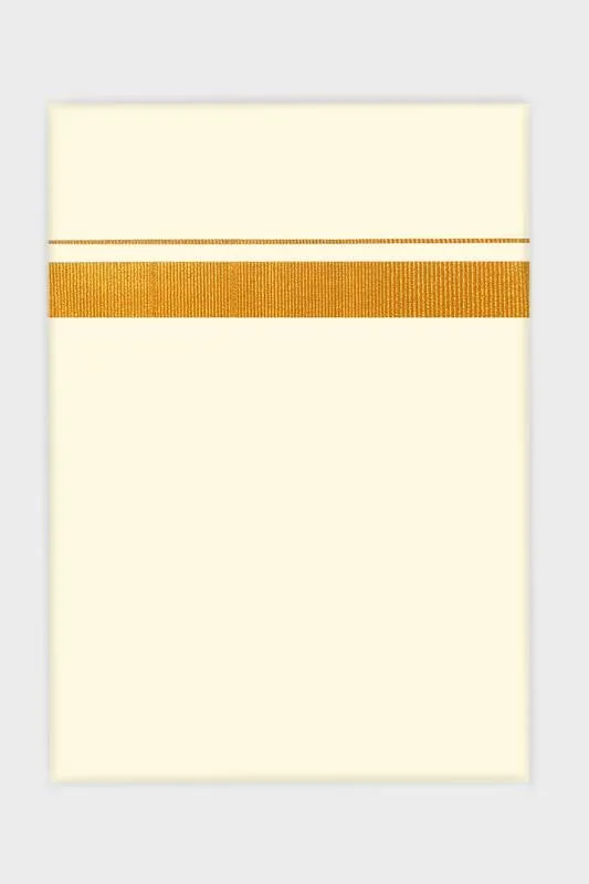 Shrishti - Cream Single Layered Dhoti with Gold Jari Border For Men | Uathayam