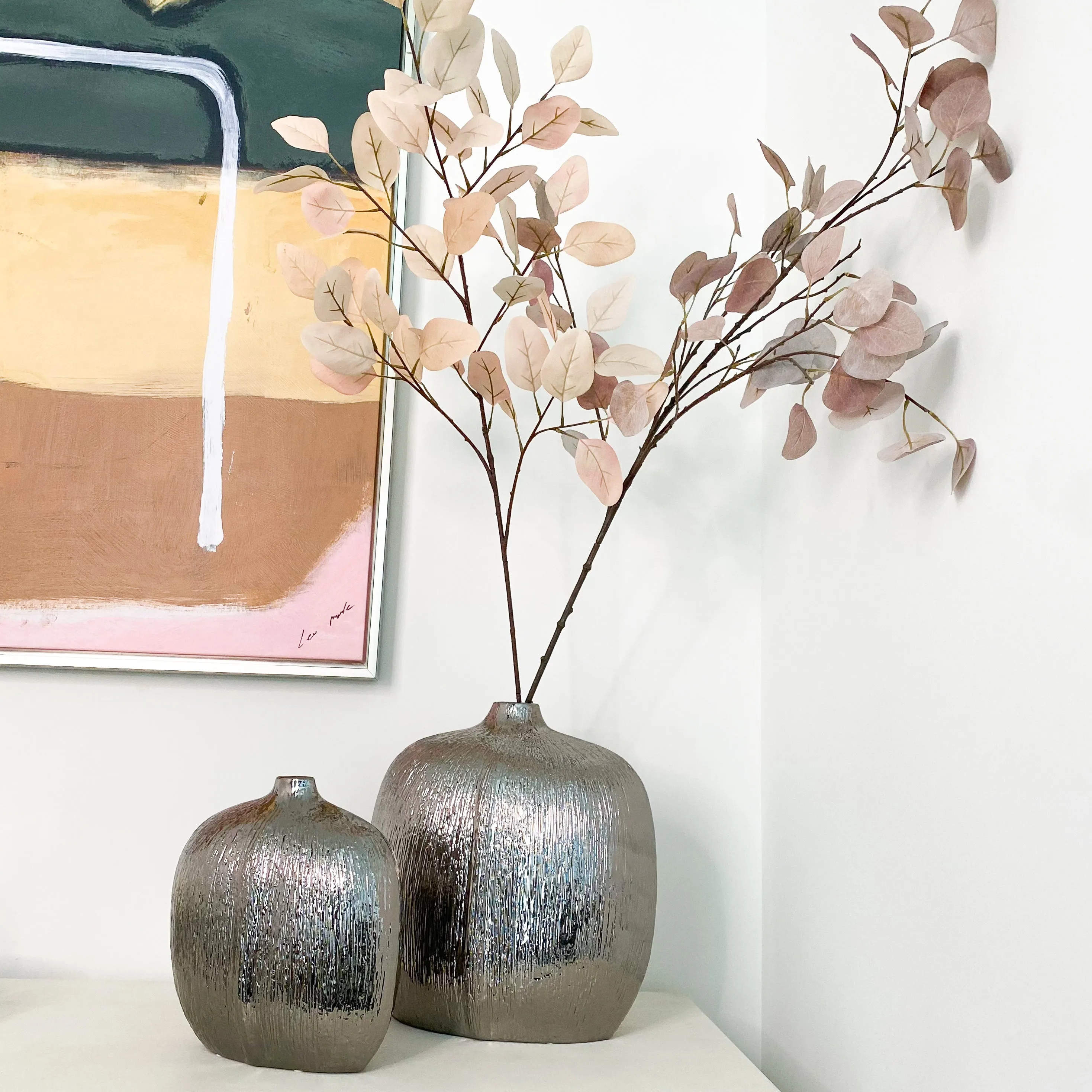 Silver Textured Vases