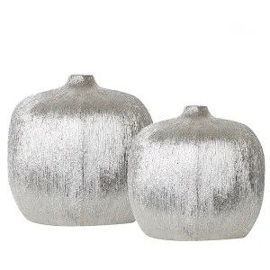 Silver Textured Vases