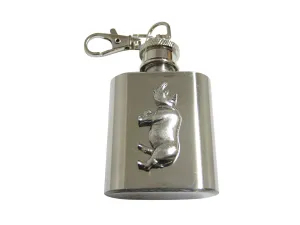 Silver Toned Textured Rhino 1 Oz. Stainless Steel Key Chain Flask